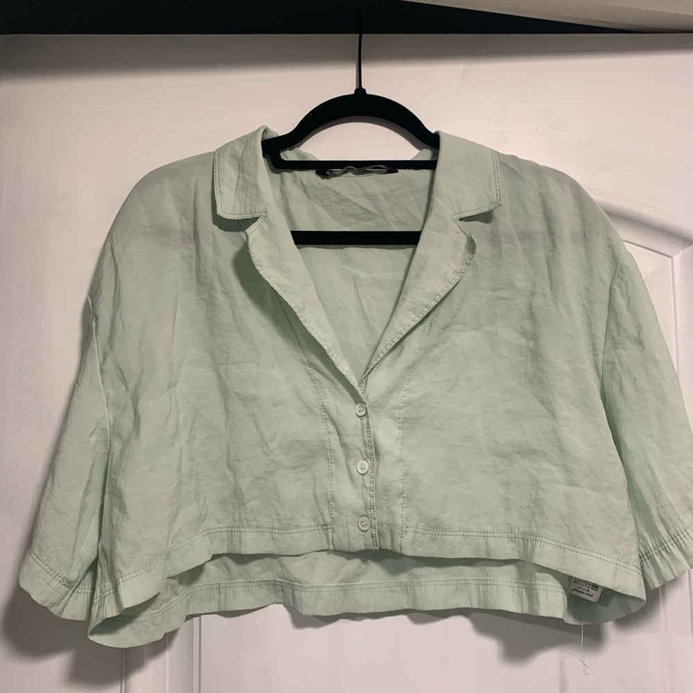 Zara button up crop top